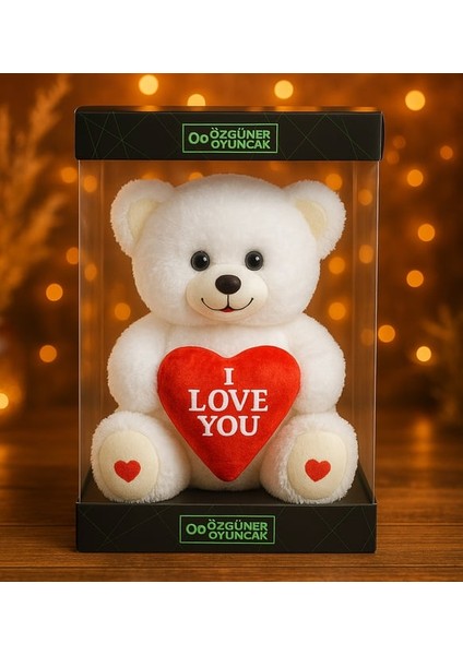 Özel Premium Kutu Içerisinde Sevgiliye Özel Kalpli (I Love You) Yazılı Sevimli Peluş