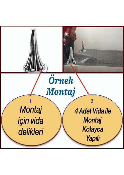 (4 Adet) Istanbul 16 cm Krom Mobilya Kanepe Koltuk Tv Ünitesi Konsol Ayağı Ayak Ayakları