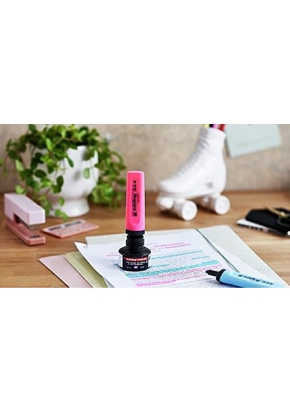 344 Fosforlu Kalem - Pembe - 1 Fosforlu Kalem - 2-5 mm Kesik Ucu