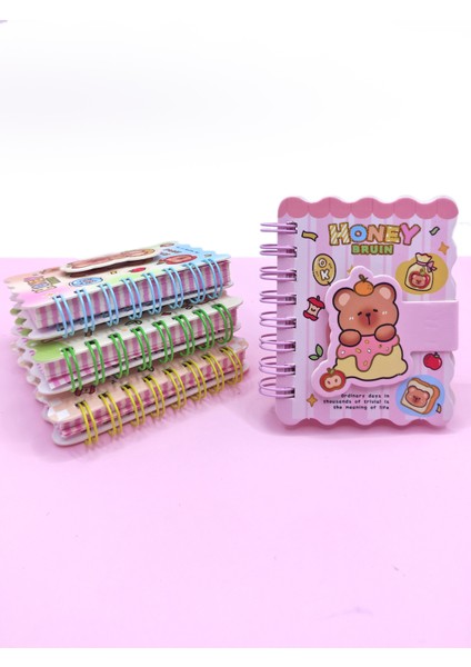 Honey Bear Cırtlı Cep Boy Sevimli Ayıcık Mini Not Defteri (7x8 Cm) - Pembe