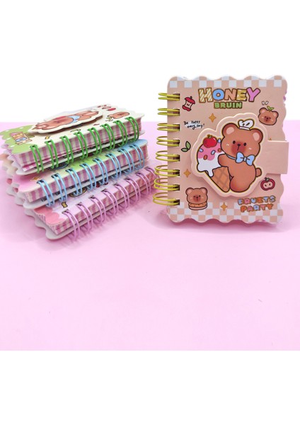 Honey Bear Cırtlı Cep Boy Sevimli Ayıcık Mini Not Defteri (7x8 Cm) - Kahverengi