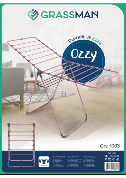 Ozzy Eco Lux Gri Sepetli Kalın Borulu Ekstra Sağlam Renkli Çamaşır Kurutmalığı fırsatları