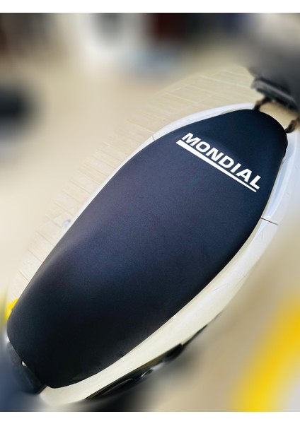 Mondial 250 Jet Max Siyah Kumaş Motosiklet Sele Kılıfı Logolu Penye Sele Koltuk Kılıfı-X