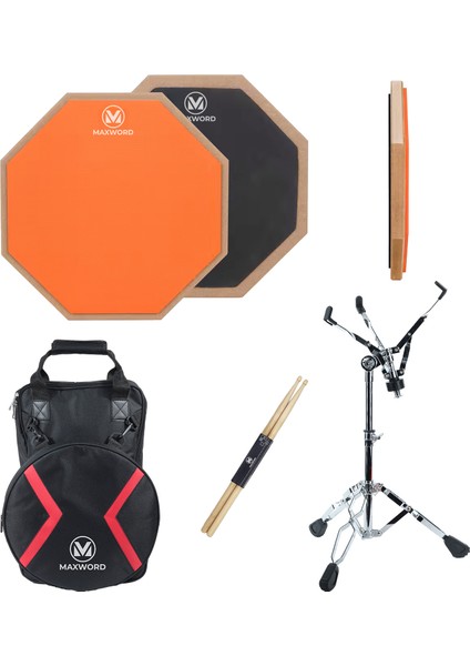 DD-239OR Pro Bateri Davul Çalışma Pedi Seti Drum Practice Pad Full Set