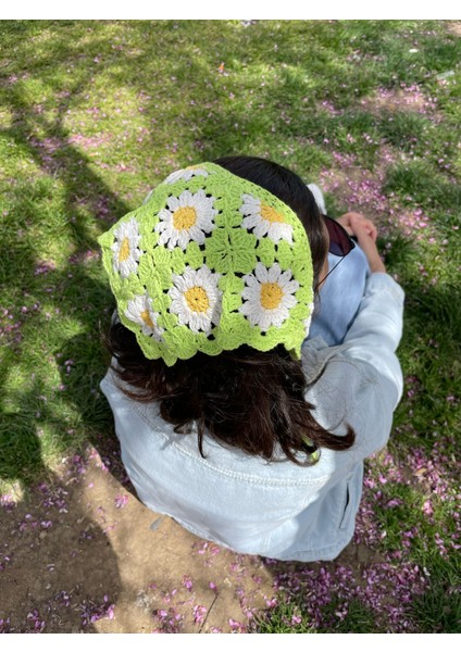 Papatya Motifli Örgü Bandana fiyatları
