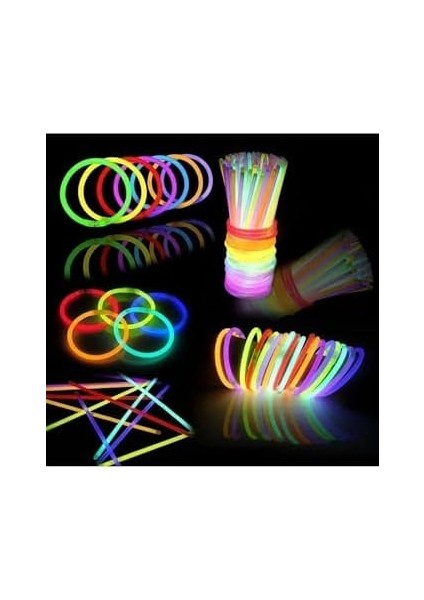 Ultra Parlak Parlayan Çubuklar Bilezikler ve Kolyeler - Karanlıkta Birinci Sınıf Parti Malzemeleri ve Süslemeleri - Fosforlu Çubuk - Fosforlu Bileklik - Glow Stick