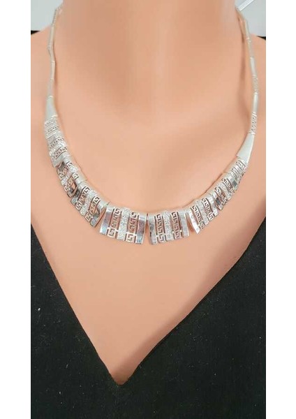 925 Ayar Gümüş Grek Motifli Kolye