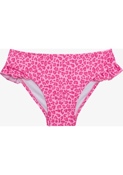 Kız Çocuk Mini Leopar Desenli Fırfırlı Bandeau Bikini Takımı