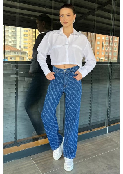 Bol Paça Likralı Kadın Jean Kot Pantolon P-00016351 fiyatları