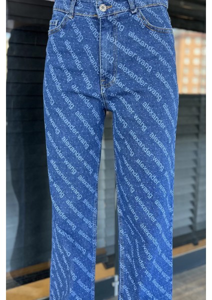 Bol Paça Likralı Kadın Jean Kot Pantolon P-00016351 fırsatları