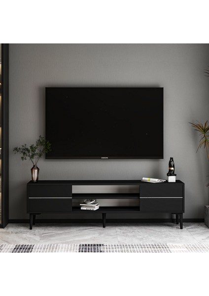 Aragon Modern Tv Sehpası – 140 cm , 2 Kapaklı+2 Açık Raflı, Siyah & Beyaz Renk Seçenekli Tv Ünitesi fiyatları