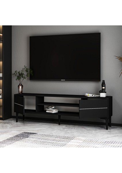 Aragon Modern Tv Sehpası – 140 cm , 2 Kapaklı+2 Açık Raflı, Siyah & Beyaz Renk Seçenekli Tv Ünitesi modelleri
