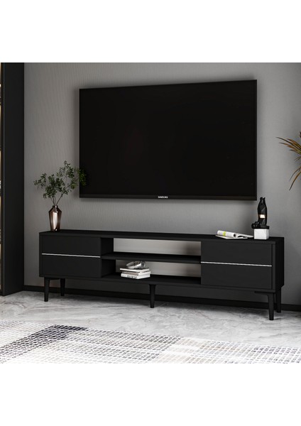 Aragon Modern Tv Sehpası – 140 cm , 2 Kapaklı+2 Açık Raflı, Siyah & Beyaz Renk Seçenekli Tv Ünitesi fırsatları