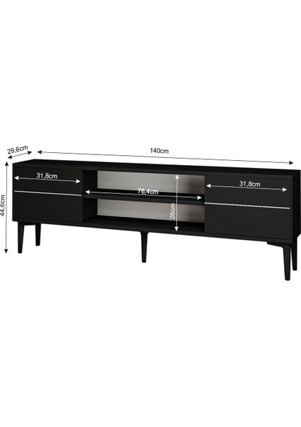 Aragon Modern Tv Sehpası – 140 cm , 2 Kapaklı+2 Açık Raflı, Siyah & Beyaz Renk Seçenekli Tv Ünitesi indirimleri