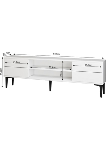 Aragon Modern Tv Sehpası – 140 cm , 2 Kapaklı+2 Açık Raflı, Siyah & Beyaz Renk Seçenekli Tv Ünitesi indirimleri