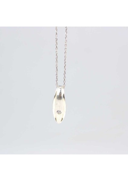 925 Ayar Gümüş Çift Sıra Oluklu Tektaşlı Model Kolye fiyatları