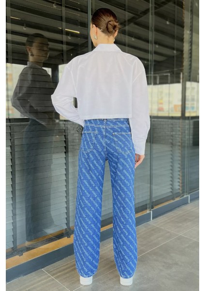 Bol Paça Likralı Kadın Jean Kot Pantolon P-00016351 modelleri