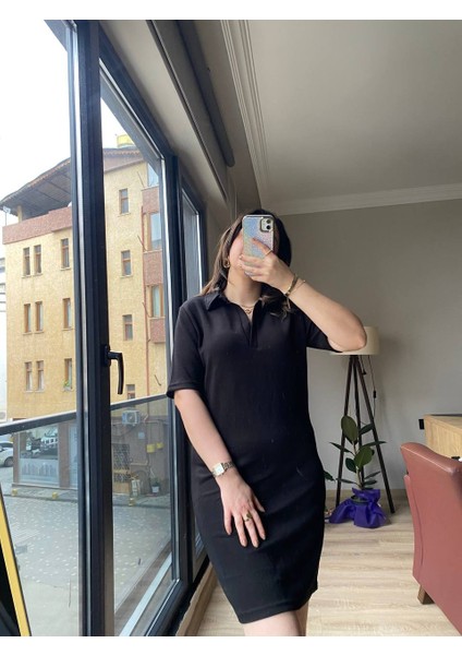 Modal Kumaş Polo Yaka Elbise