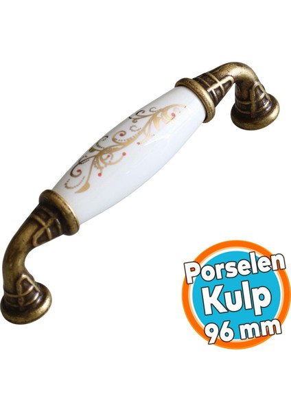 Porselen Eskitme Antik Sarı 96 mm Mobilya Mutfak Çekmece Dolap Dolabı Kulpu Kulbu Kulpları