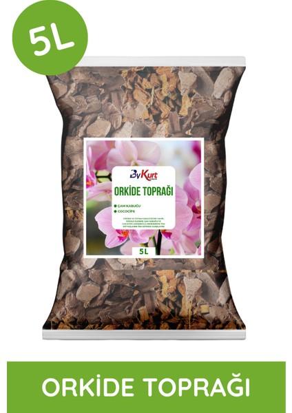 5l Orkide Toprağı Iri Parçalı Çam Kabuğu & Cococips Karışımı Elenmiş ve Temizlenmiş