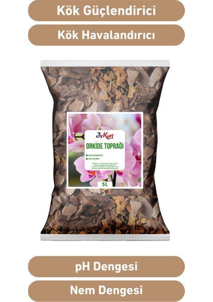 5l Orkide Toprağı Iri Parçalı Çam Kabuğu & Cococips Karışımı Elenmiş ve Temizlenmiş