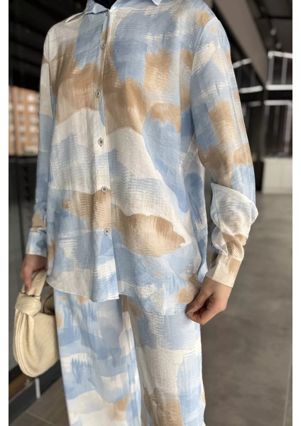 Kadın Desenli Tunik Pantolon Tesettür Ikili Takım P-00016267