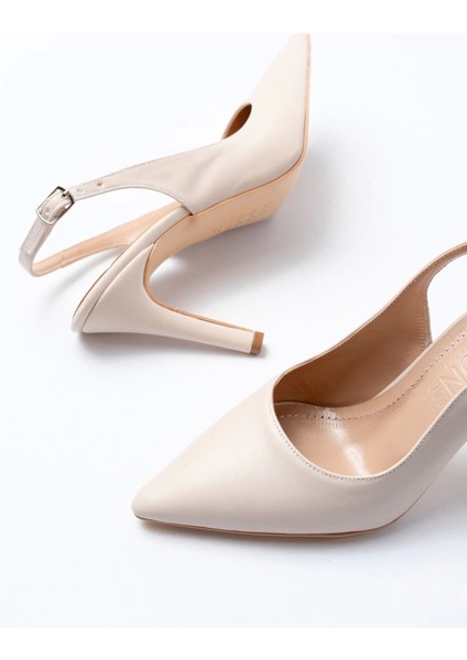 ST-1153 Bej Günlük Arkası Açık 9 cm Topuklu Kadın Ayakkabı fiyatları