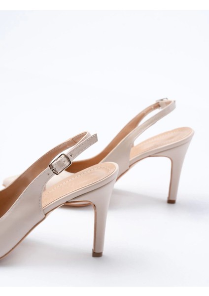 ST-1153 Bej Günlük Arkası Açık 9 cm Topuklu Kadın Ayakkabı modelleri