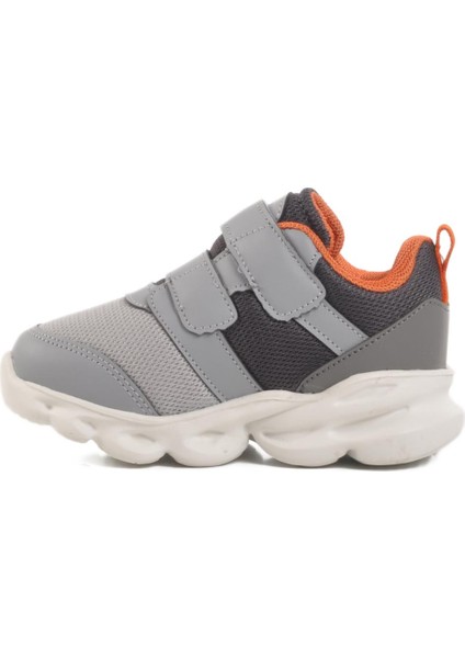 Gri Cırtlı Işıklı Hafif Unisex Çocuk Spor Ayakkabı Cayt B
