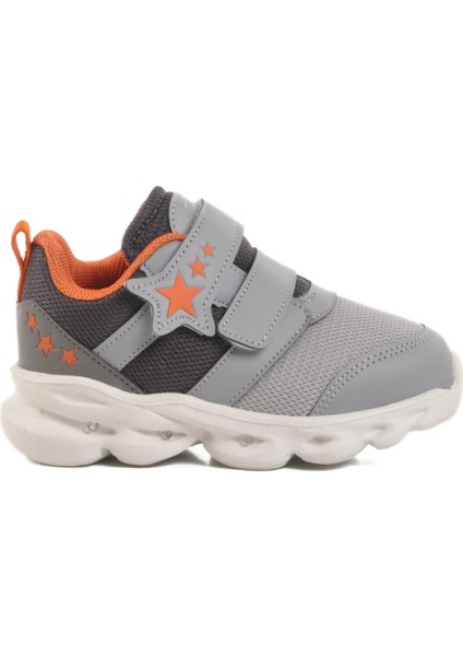 Gri Cırtlı Işıklı Hafif Unisex Çocuk Spor Ayakkabı Cayt B
