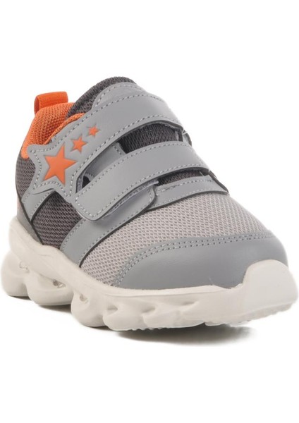 Gri Cırtlı Işıklı Hafif Unisex Çocuk Spor Ayakkabı Cayt B