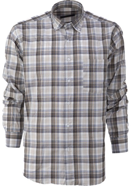 Erkek Yazlık Klasik Gömlek Cepli Uzun Kollu Şık Modern Desenli Tam Kalıp Rahat Kesim Pamuklu