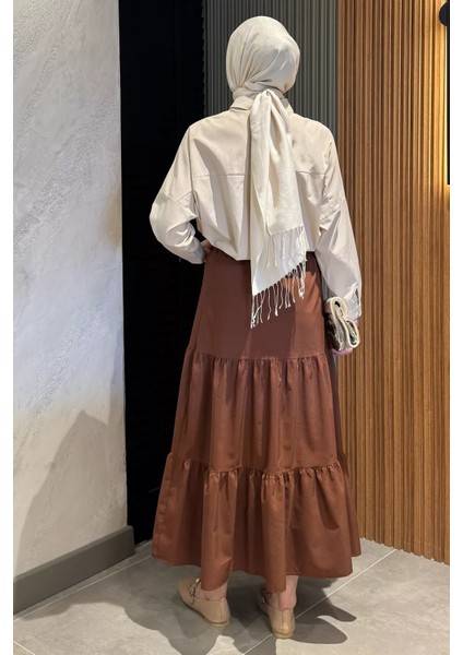 Kadın Bel Lastikli Pileli Katlı Tesettür Etek P-00016066