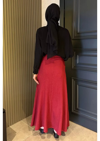 Kadın Düz Renk Bel Lastikli Bürümcük Tesettür Kiloş Etek P-00016184 fırsatları