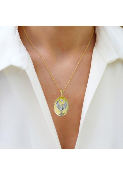 Anka Kuşu Gold Gümüş Kolye modelleri