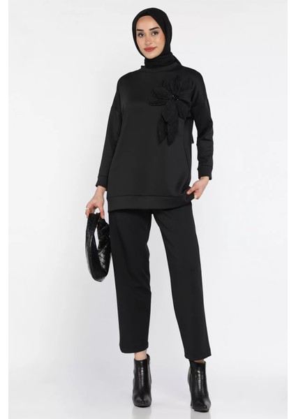 Yaka Çiçek Detaylı Tunik Pantolon Tesettür Ikili Takım P-00015931 fiyatları