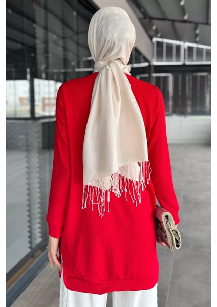 Kadın Bisiklet Yaka Yırtmaç Detaylı Bürümcük Tesettür Tunik P-00016048 fırsatları