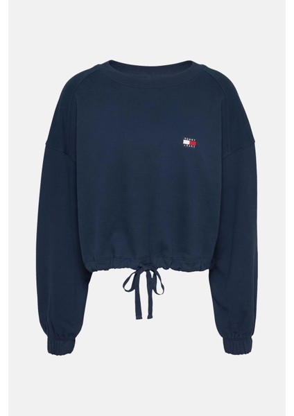 Kadın Lacivert Bağcık Detaylı Logolu Sweatshirt