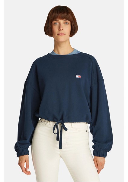Kadın Lacivert Bağcık Detaylı Logolu Sweatshirt modelleri