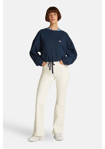 Kadın Lacivert Bağcık Detaylı Logolu Sweatshirt fırsatları