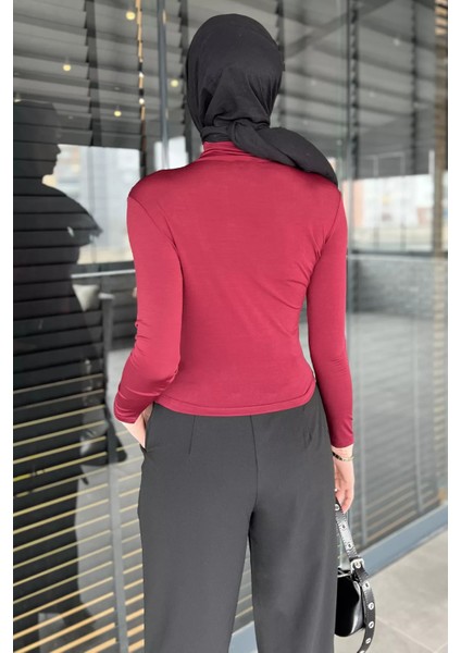 Omuz ve Bel Drapeli Tesettür Bluz P-00015672