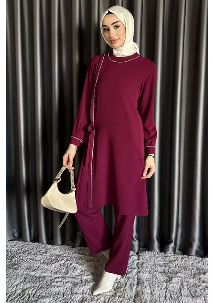 Kadın Taş Işlemeli Tesettür Tunik Pantolon Ikili Takım P-00015545 fiyatları