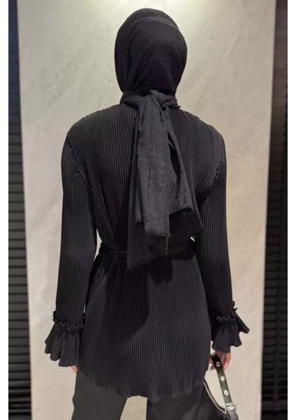 Yaka Gül Detaylı Piliseli Kol Lastikli Tesettür Tunik P-00015653 fırsatları