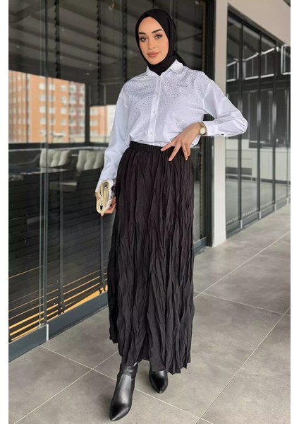 Bel Lastikli Krinkıl Vual Tesettür Etek P-00015685