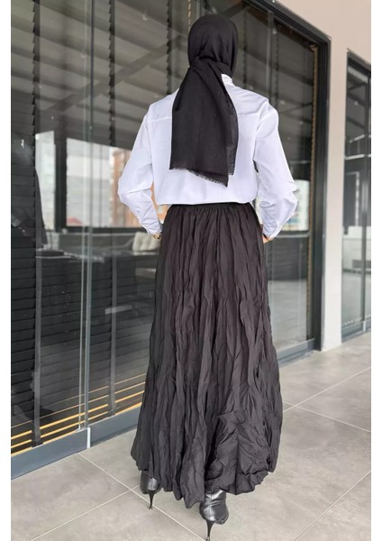 Bel Lastikli Krinkıl Vual Tesettür Etek P-00015685