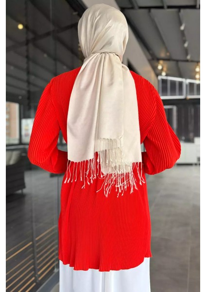 Yaka Gül Detaylı Piliseli Kol Lastikli Tesettür Tunik P-00015653 fırsatları