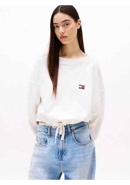 Kadın Beyaz Fit Sweatshirt