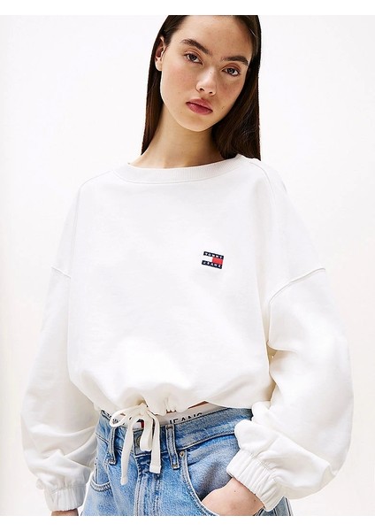 Kadın Beyaz Fit Sweatshirt