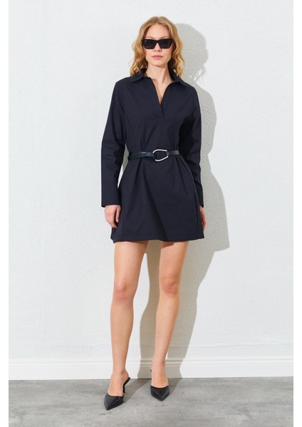 Kadın Siyah Gömlek Yaka Mini Boy Elbise fiyatları