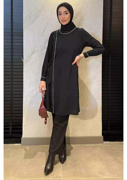 Kadın Taş Işlemeli Tesettür Tunik Pantolon Ikili Takım P-00015545